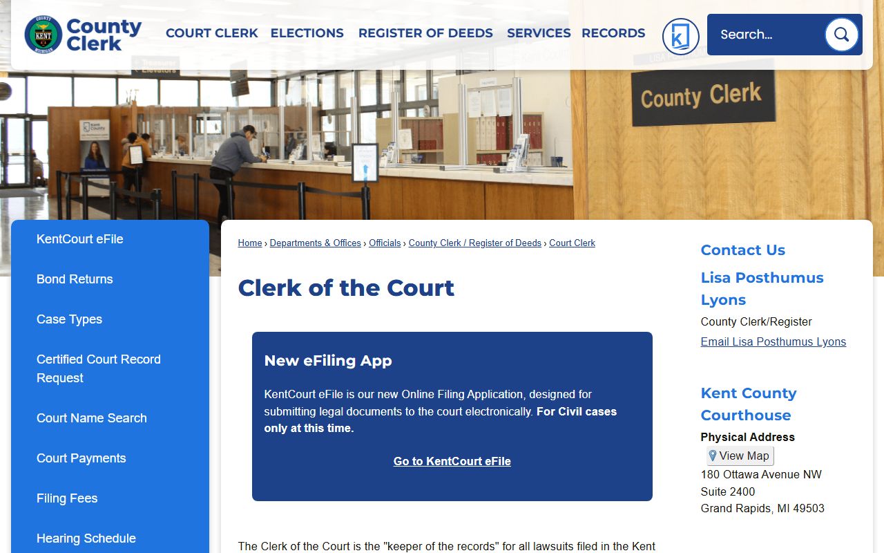 Kent County Clerk of Court circuit court records page