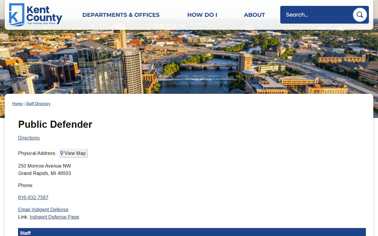 Kent County Clerk of Court public defender staff directory for court records help