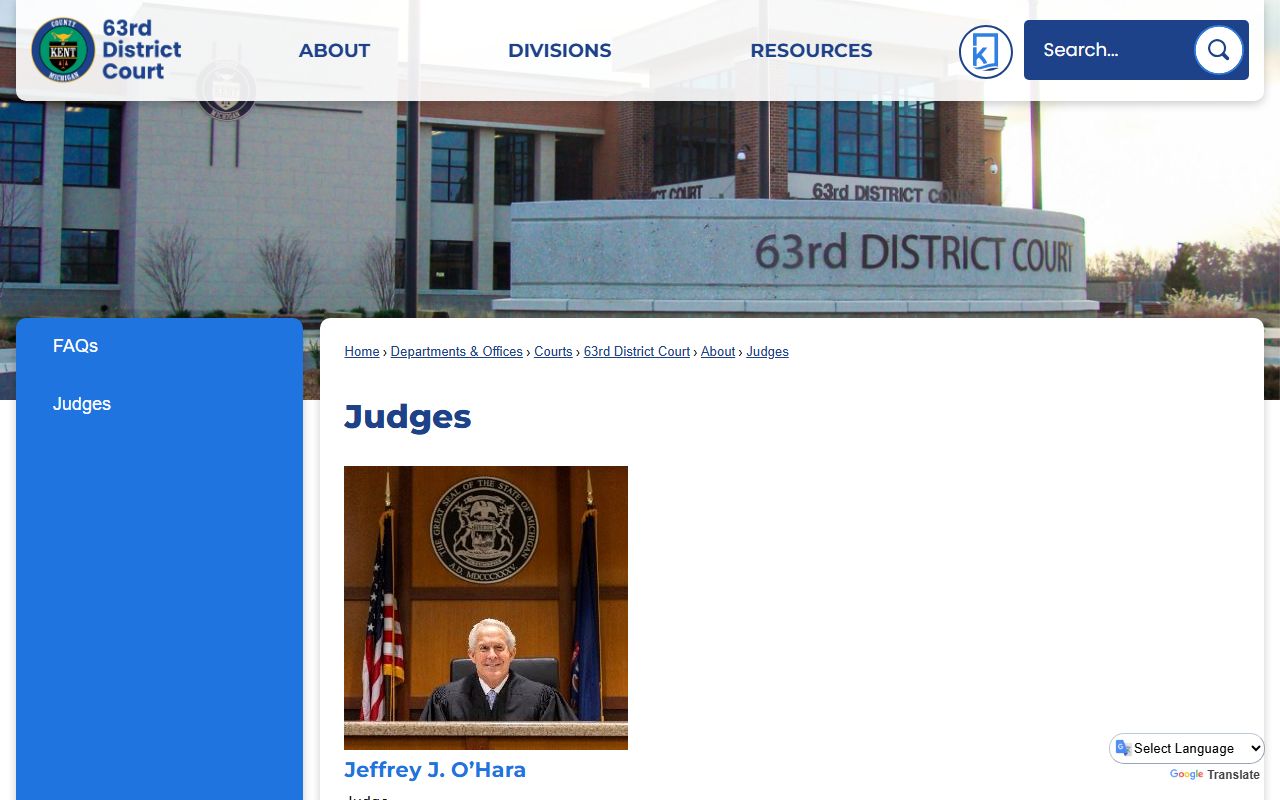 Kent County judges page used to locate court dockets and motion calendars