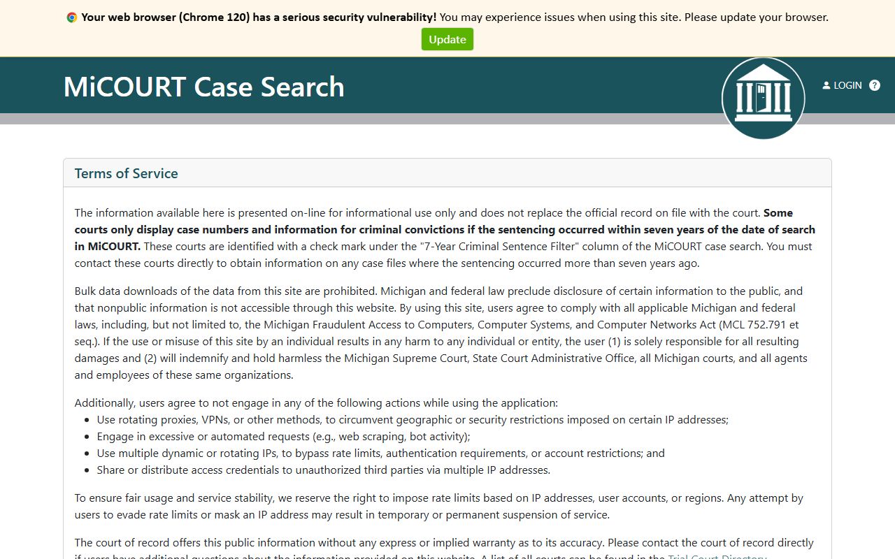 Kent County MiCOURT statewide case search for 62-A District Court dockets