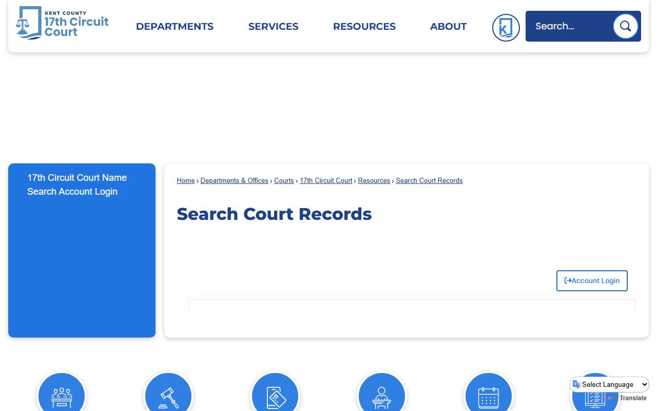 Kent County 17th Circuit Court search court records portal page