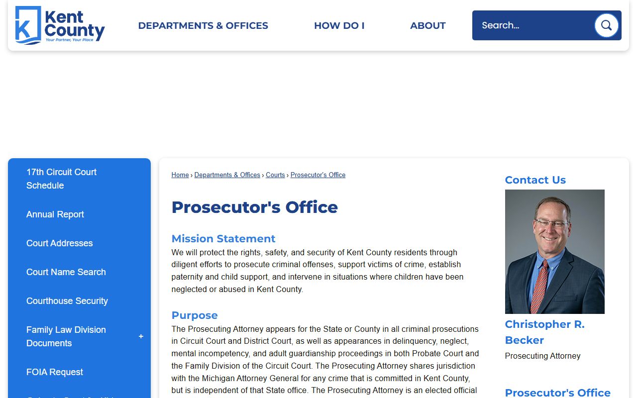 Kent County criminal court records prosecutor office overview