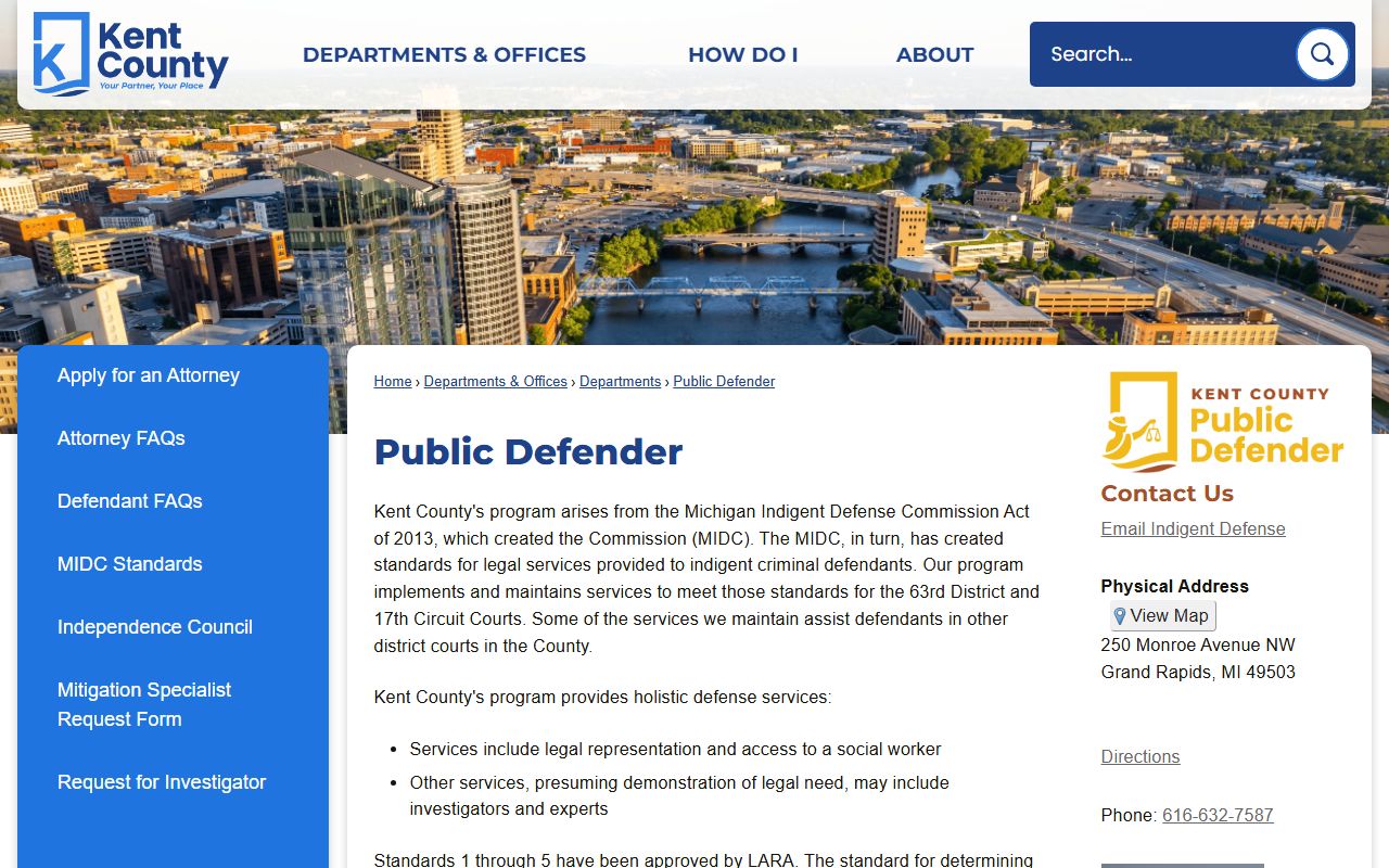 Kent County criminal court records public defender office overview