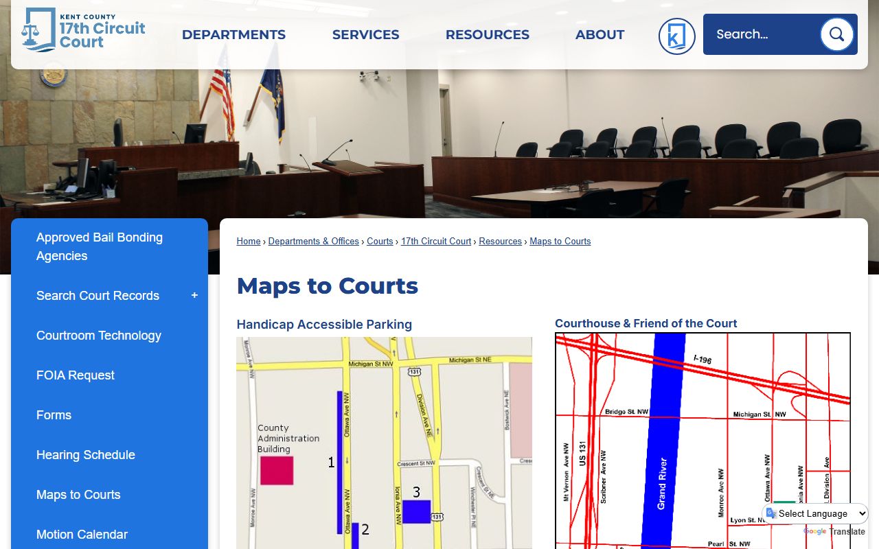 Kent County maps to courts and parking guide for courthouse records visits