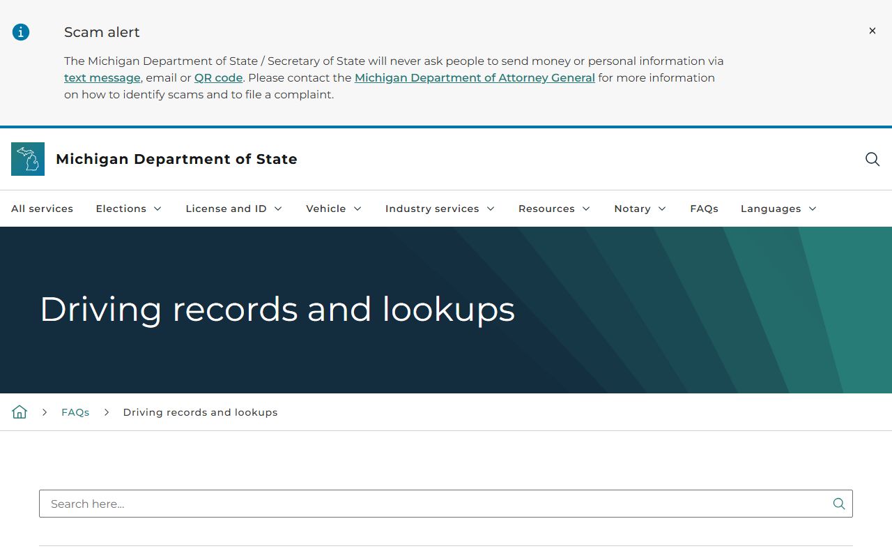 Kent County traffic court records and Michigan driver and vehicle records access rules