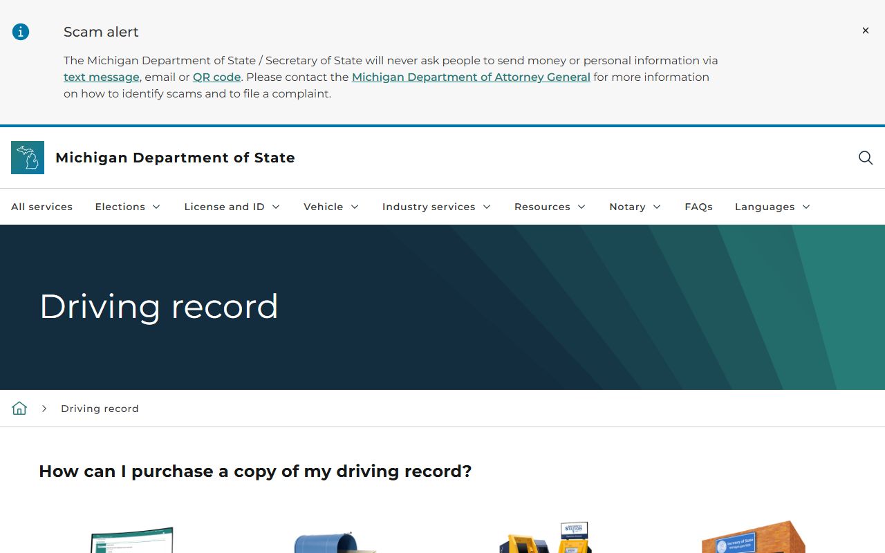 Kent County traffic court records and the Michigan driving record purchase page