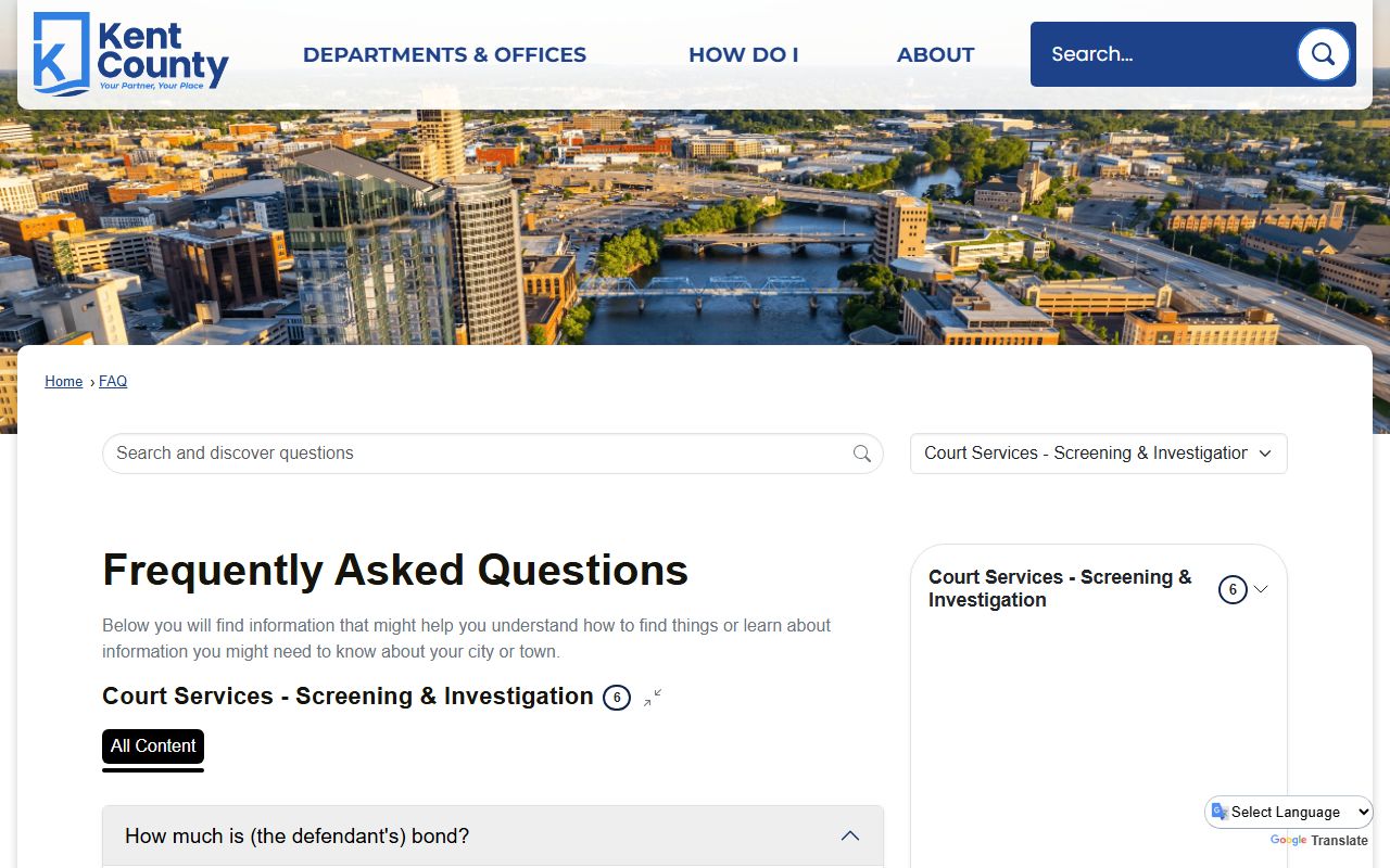 Kent County bond FAQ and inmate information for warrant and jail questions